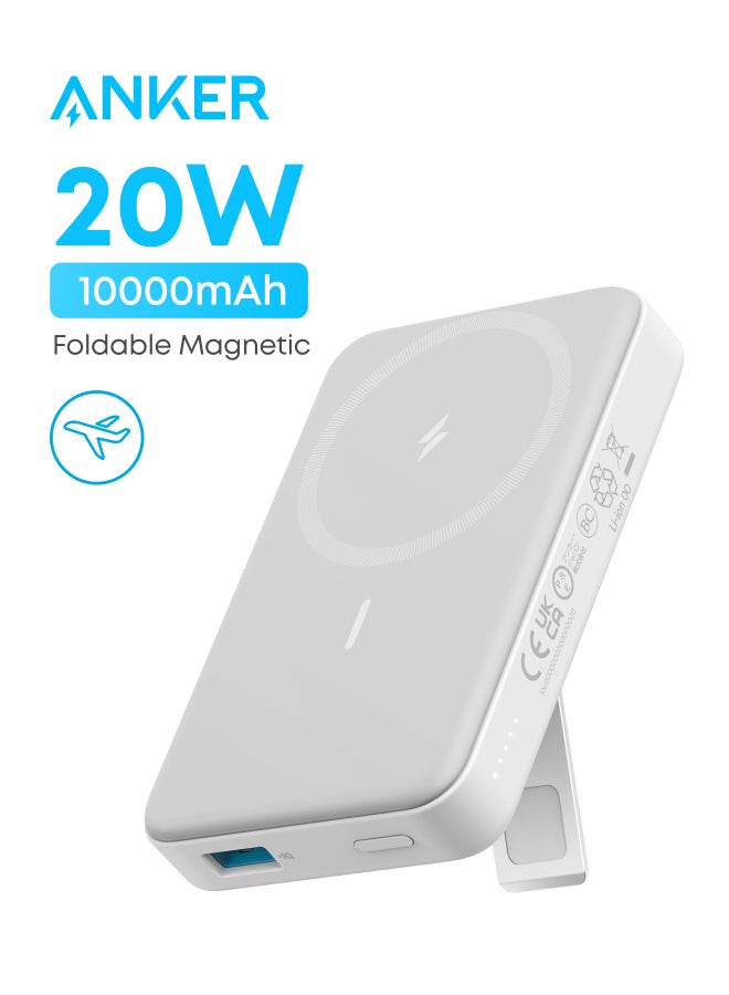 Anker Power Bank, 633 Magnetic Battery, 10,000mAh Foldable Magnetic Wireless Portable Charger, Only for iPhone17/17 Air/17 Pro/17 Pro Max, iPhone 16/15/14 Series(White) - Image 1